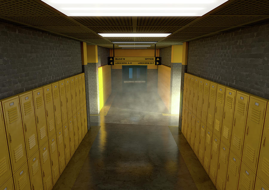 Locker Digital Art - Yellow School Lockers Dirty by Allan Swart Locker Digital Art - Yellow School Lockers Dirty by Allan Swart