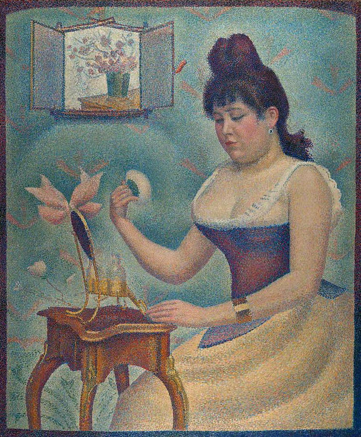 Flower Painting - Young woman powdering herself #3 by Georges Seurat