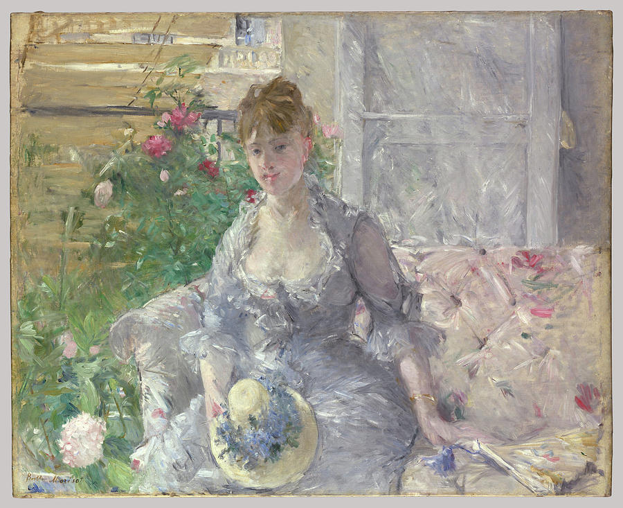 Young Woman Seated on a Sofa Painting by Berthe Morisot
