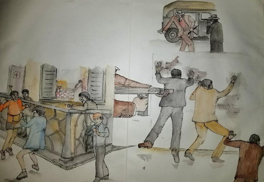 Italians  Ellis island  prohibition album #30 Painting by Debbi Saccomanno Chan