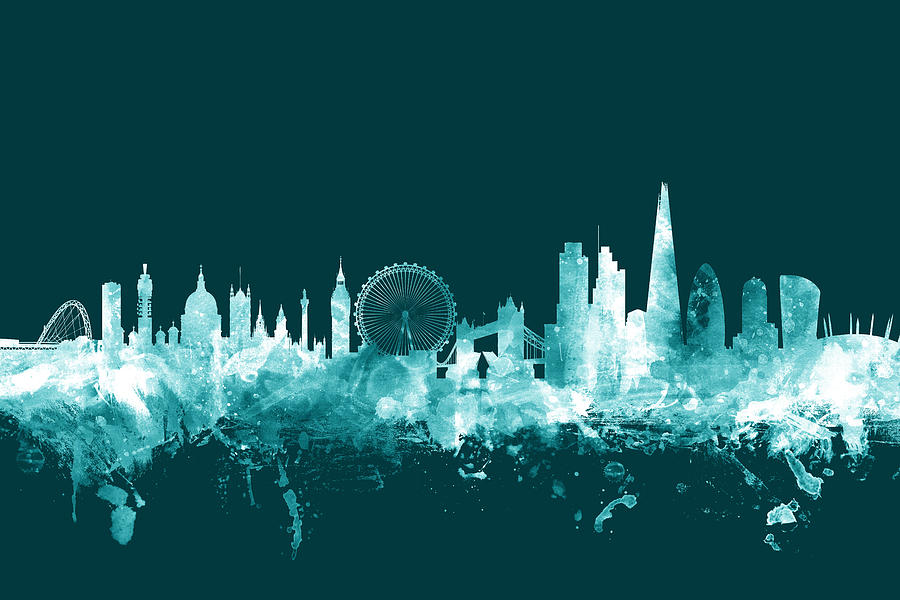London Digital Art - London England Skyline #30 by Michael Tompsett