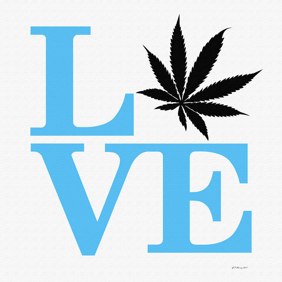 Marijuana Leaf Love Sign #30 Digital Art by Gregory Murray