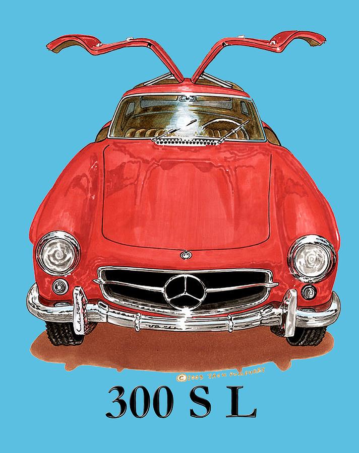 300 SL Mercedes Benz 1955 Painting by Jack Pumphrey