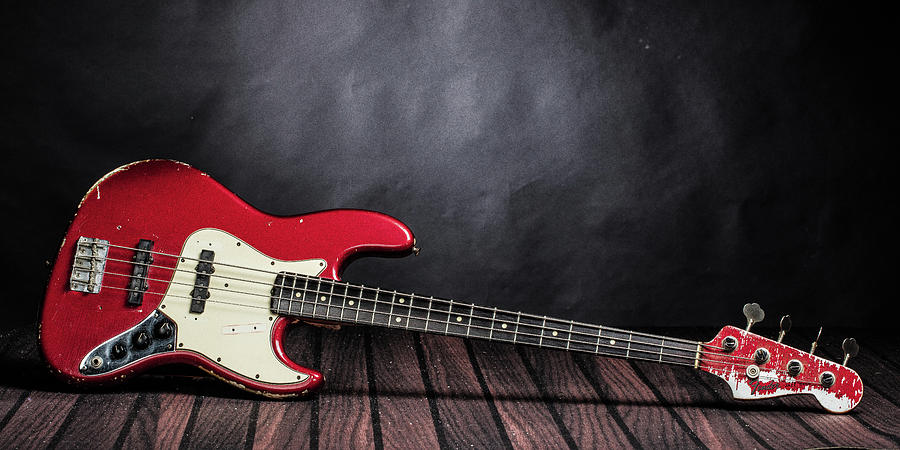 300.1834 Fender Red Jazz Bass 1965 in Color #3001834 Photograph by M K Miller