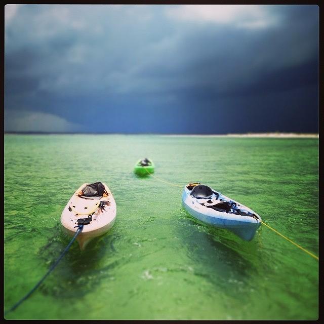 Coast Photograph - Three Kayaks by Jeffrey Domke