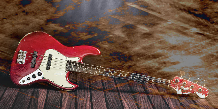 302.1834 Fender Red Jazz Bass 1965 in Color #3021834 Photograph by M K Miller