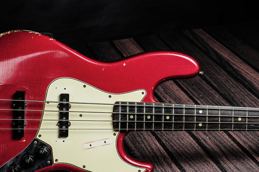 303.1834 Fender Red Jazz Bass 1965 in Color #3031834 Photograph by M K Miller