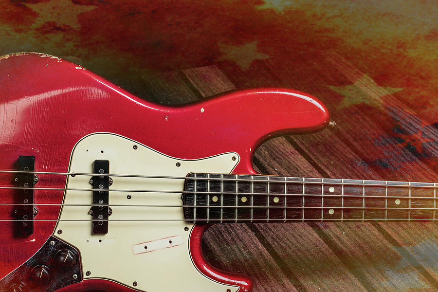 304.1834 Fender Red Jazz Bass 1965 in Color #3041834 Photograph by M K Miller