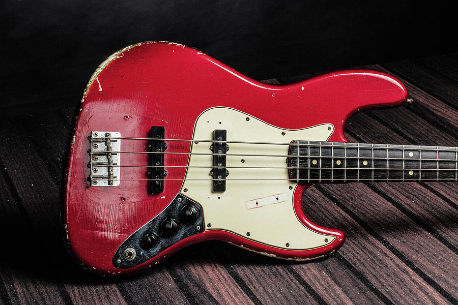 305.1834 Fender Red Jazz Bass 1965 in Color #3051834 Photograph by M K Miller