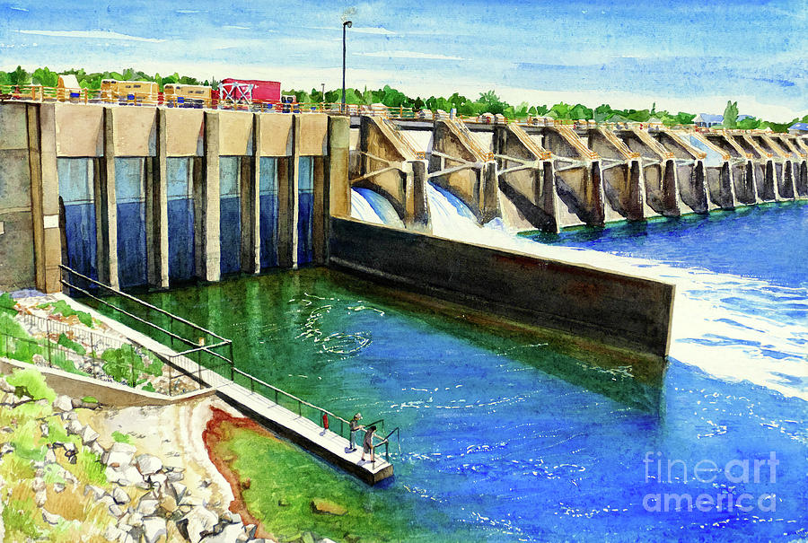 #306 Nimbus Dam #306 Painting by William Lum