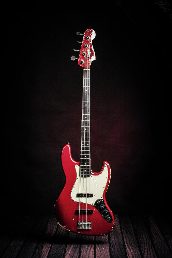 306.1834 Fender Red Jazz Bass 1965 in Color #3061834 Photograph by M K Miller