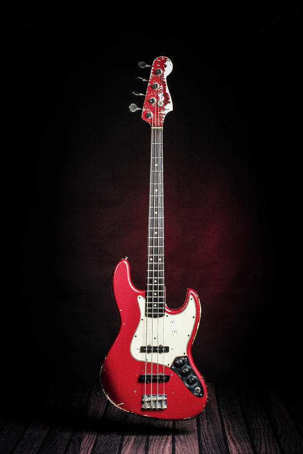307.1834 Fender Red Jazz Bass 1965 in Color #3071834 Photograph by M K Miller