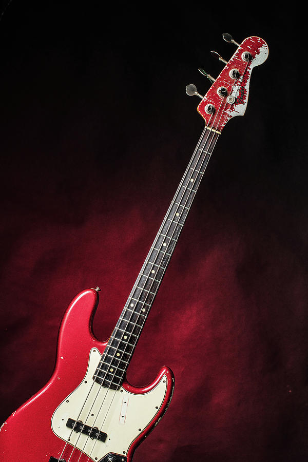 309.1834 Fender Red Jazz Bass 1965 in Color #3091834 Photograph by M K Miller