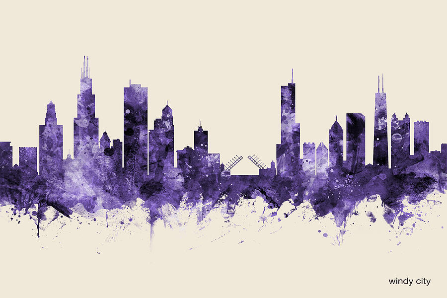 Chicago Illinois Skyline #31 Digital Art by Michael Tompsett