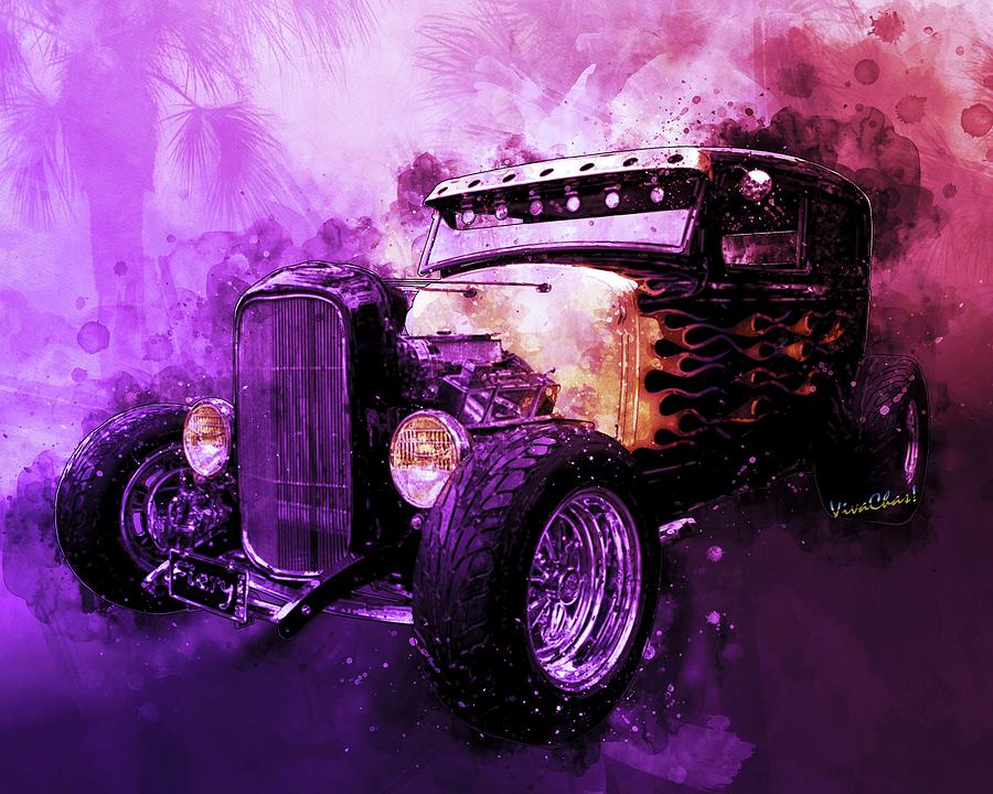 31 Ford Model A Fiery Hot Rod Classic Digital Art by Chas Sinklier