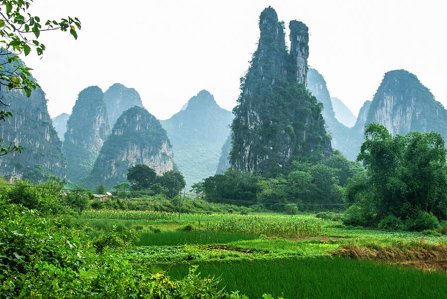 Karst mountains and  rural scenery #31 Photograph by Carl Ning