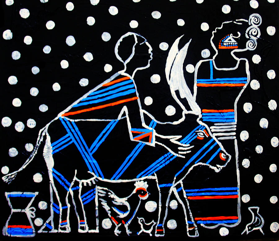 Kintu and Nambi #31 Painting by Gloria Ssali