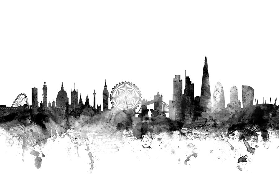 London Digital Art - London England Skyline by Michael Tompsett