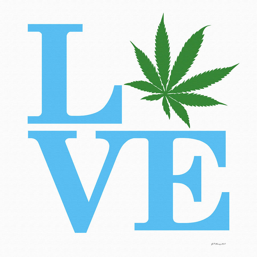 Marijuana Leaf Love Sign #31 Digital Art by Gregory Murray