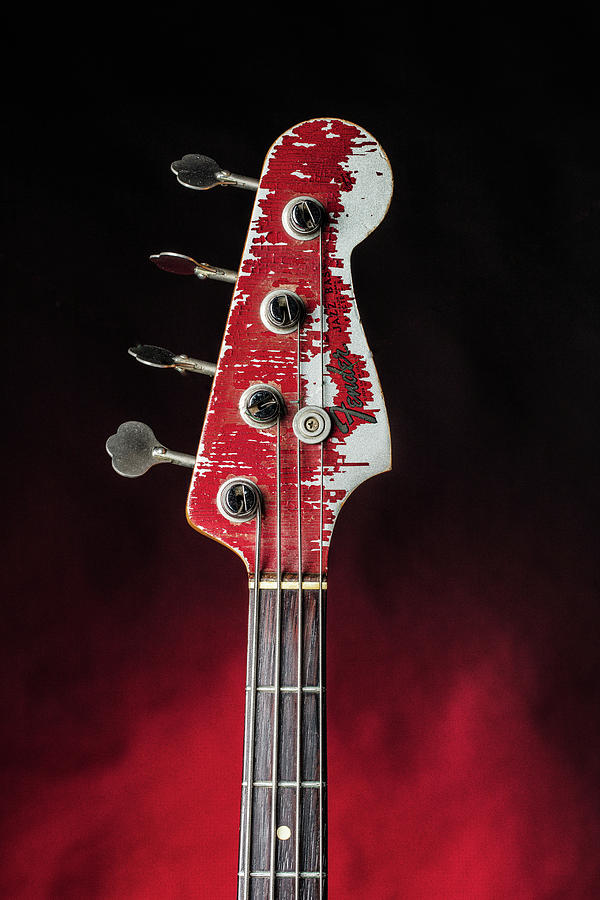 312.1834 Fender Red Jazz Bass 1965 in Color #3121834 Photograph by M K Miller