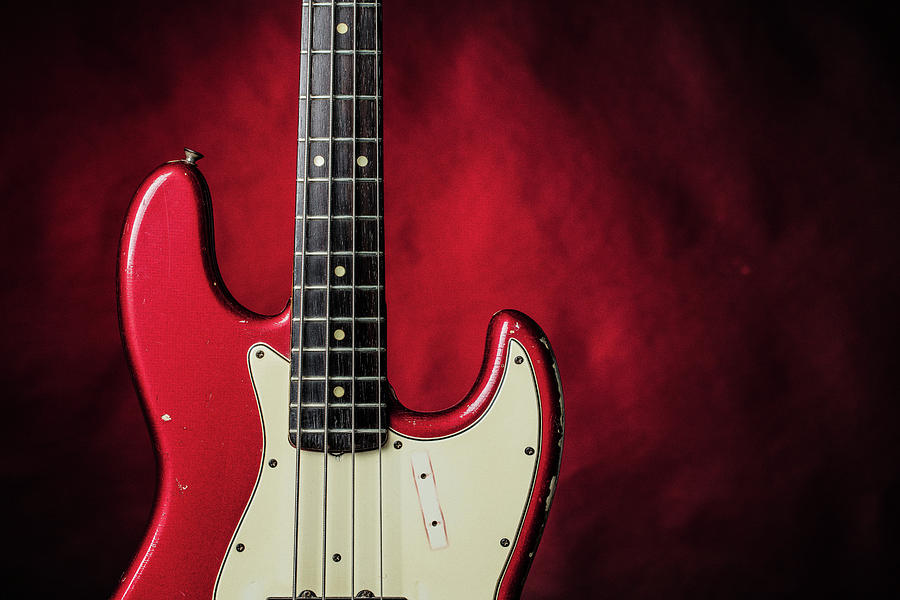 313.1834 Fender Red Jazz Bass 1965 in Color #3131834 Photograph by M K Miller