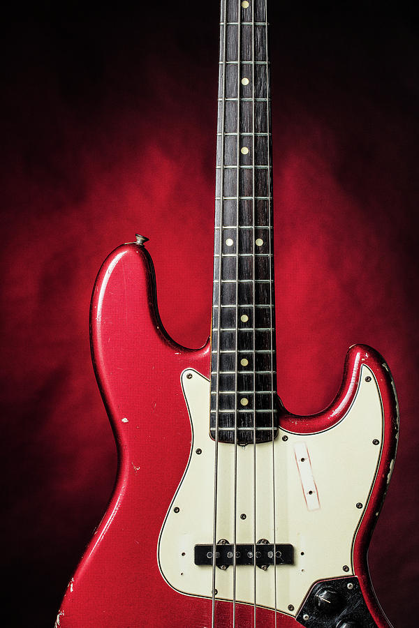 314.1834 Fender Red Jazz Bass 1965 in Color #3141834 Photograph by M K Miller