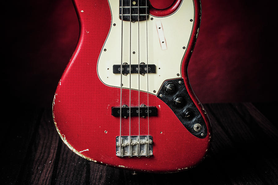 315.1834 Fender Red Jazz Bass 1965 in Color #3151834 Photograph by M K Miller