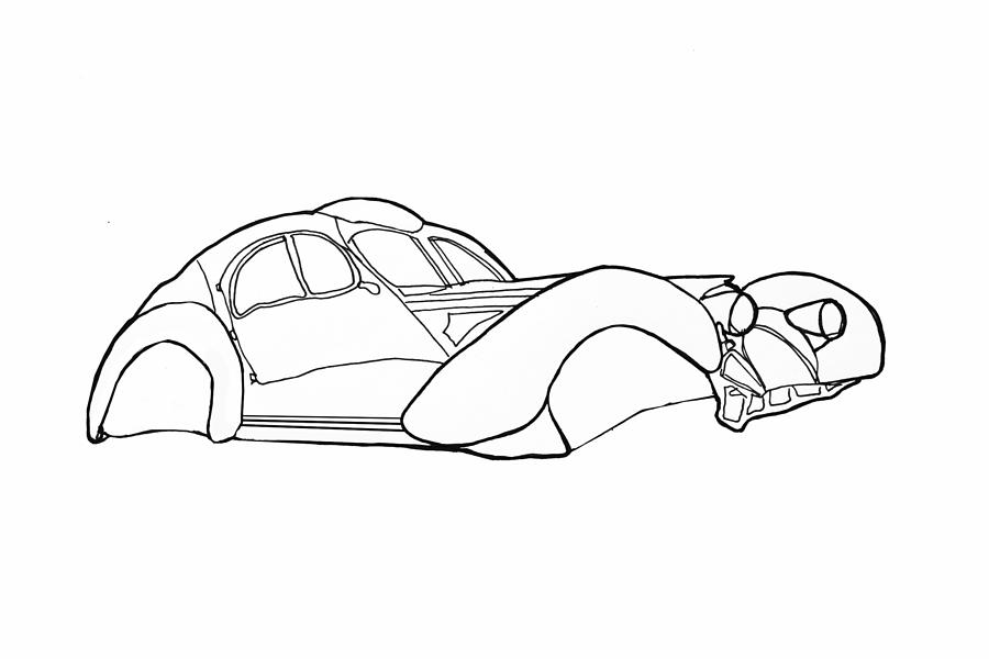 Hover Car Drawing - 32 Bugatti  by Nate Petterson