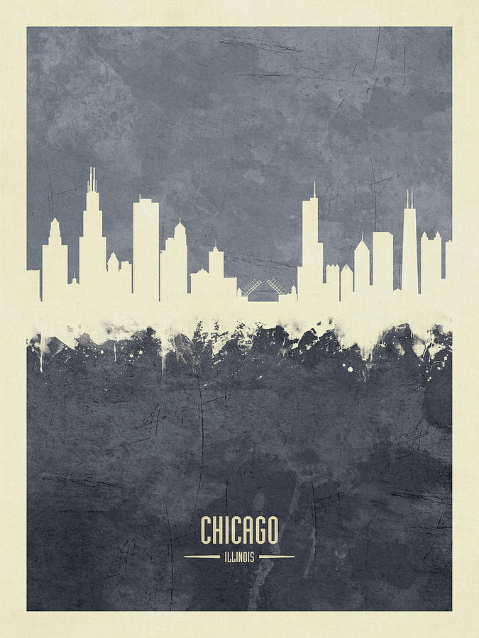 Chicago Illinois Skyline Digital Art by Michael Tompsett