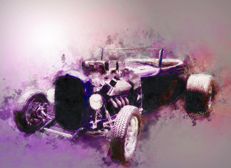 32 Ford Low Boy Roadster Watercoloured Sketch Mixed Media by Chas Sinklier