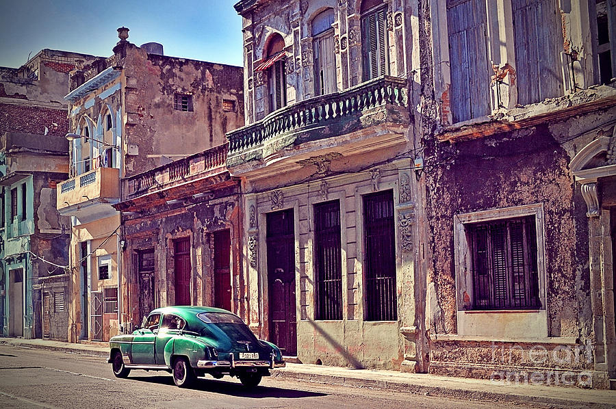 Vintage Photograph - Classic Cuba - Havana Green Machine by Chris Andruskiewicz