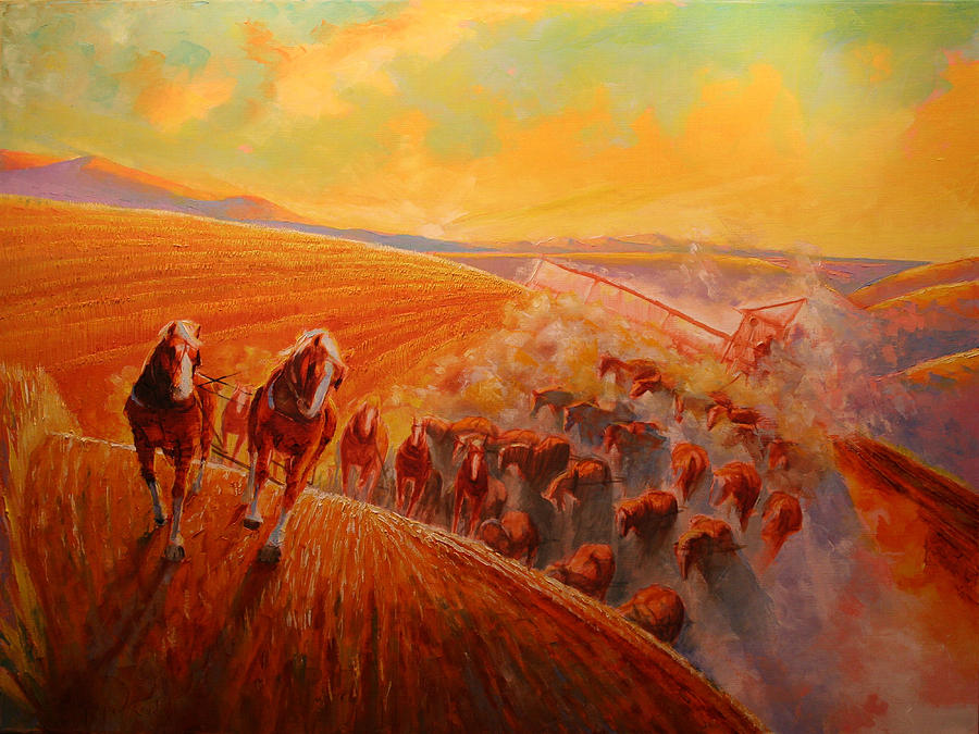 32 Horse Hitch in the Palouse Painting by Gregg Caudell