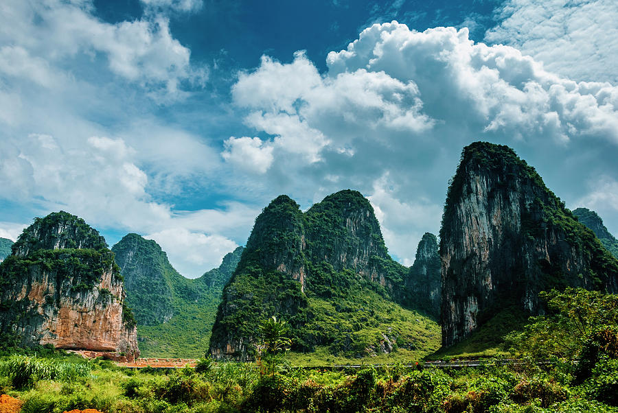 Karst mountains and  rural scenery #32 Photograph by Carl Ning