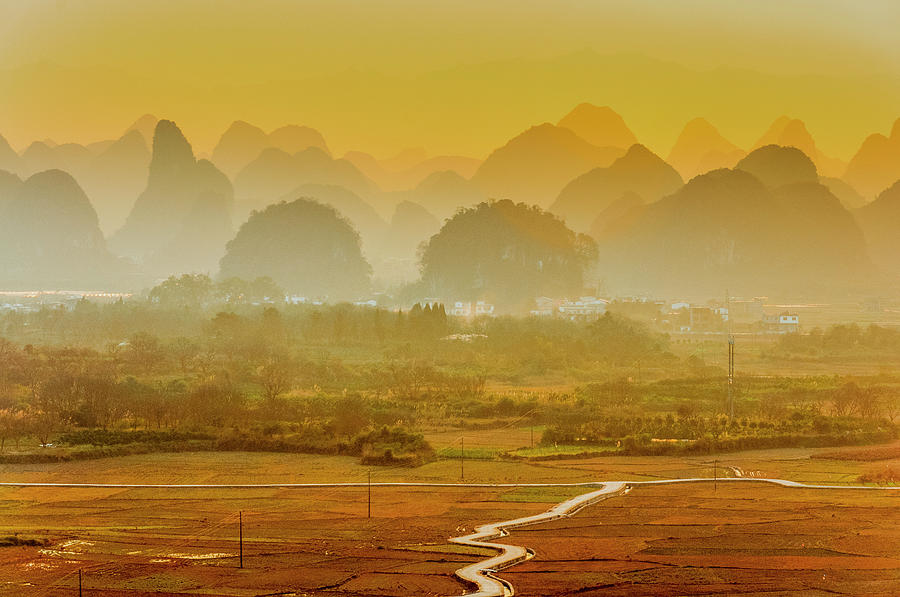 Karst mountains scenery in sunset #32 Photograph by Carl Ning