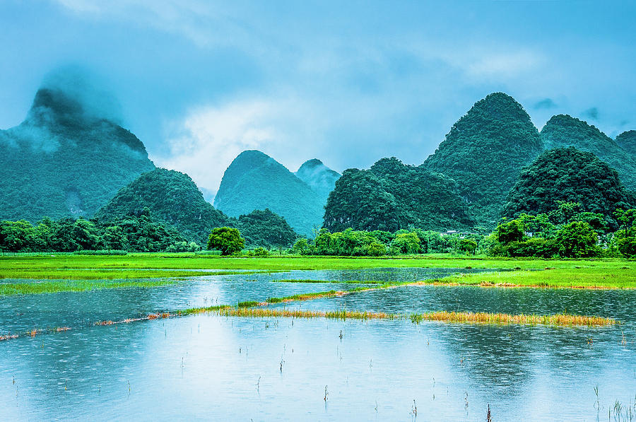 Karst rural scenery in raining Photograph by Carl Ning - Fine Art America