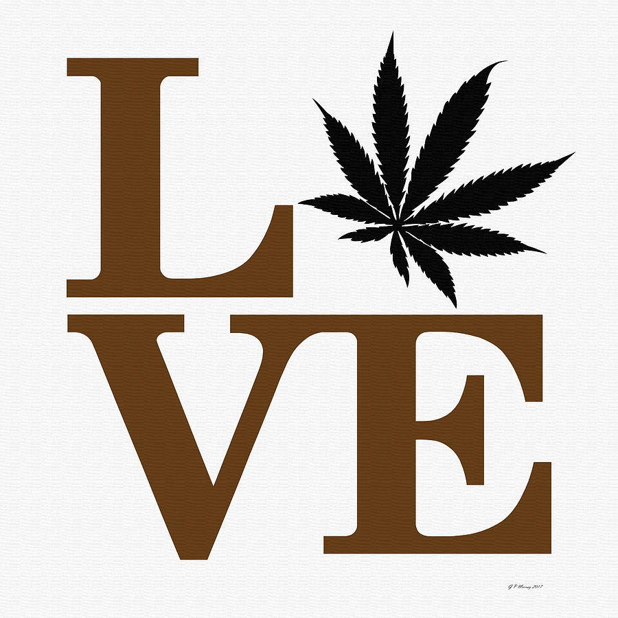 Marijuana Leaf Love Sign #32 Digital Art by Gregory Murray