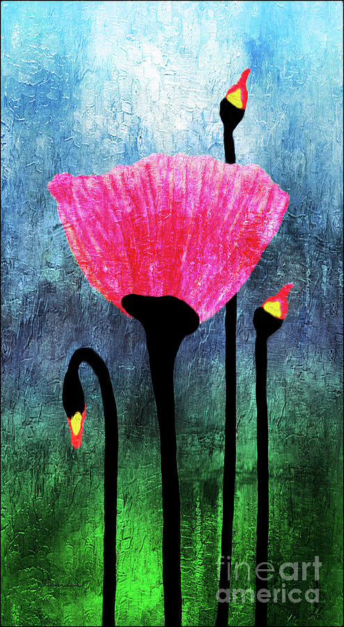 32a Expressive Floral Poppies Painting Digital Art Painting by Ricardos Creations