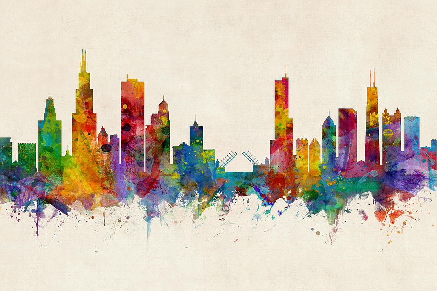 Chicago Illinois Skyline #34 Digital Art by Michael Tompsett