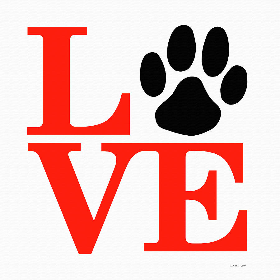 Dog Paw Love Sign #34 Digital Art by Gregory Murray