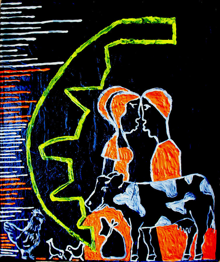 Kintu and Nambi #34 Painting by Gloria Ssali