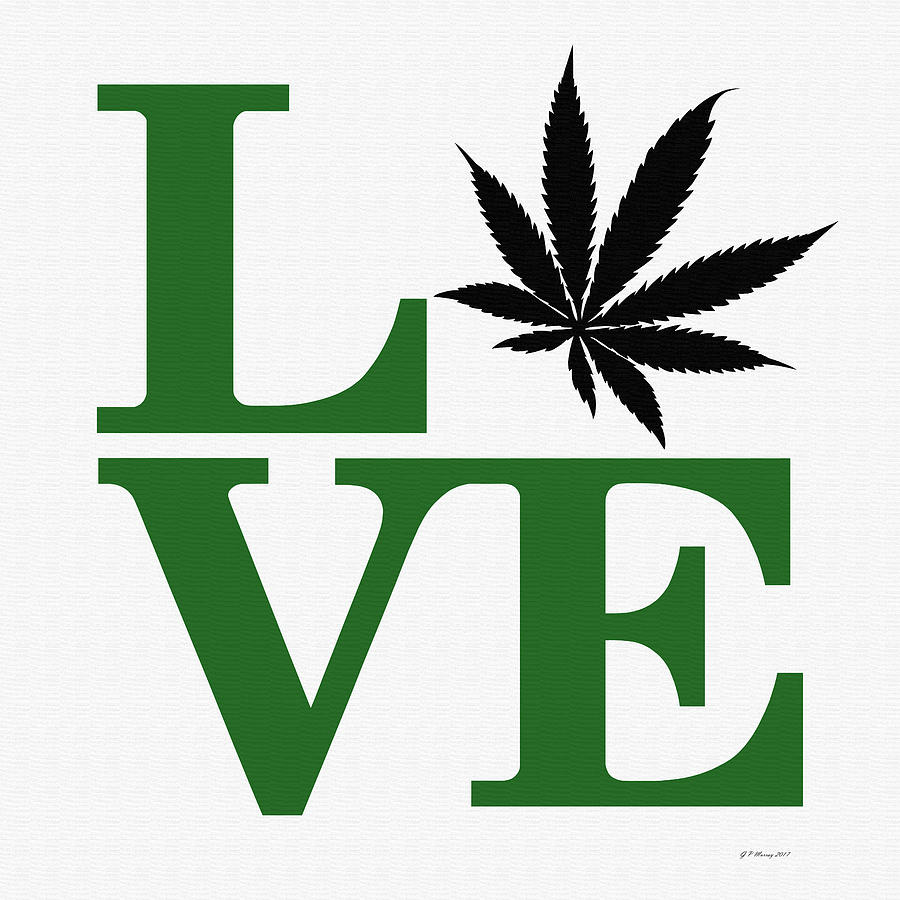 Marijuana Leaf Love Sign #34 Digital Art by Gregory Murray