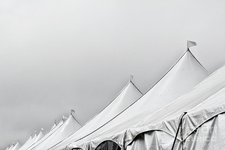 34th Americas Cup Tent BW Photograph by Chuck Kuhn