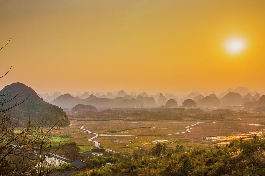 Karst mountains scenery in sunset #35 Photograph by Carl Ning