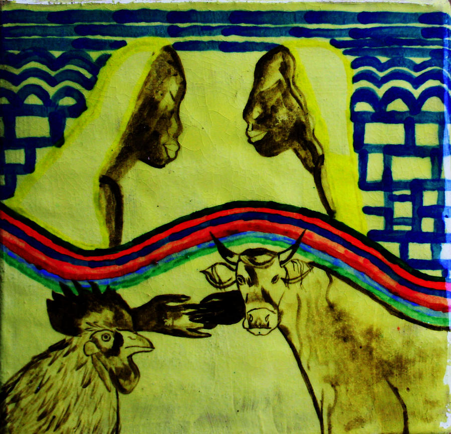 Kintu and Nambi #35 Painting by Gloria Ssali