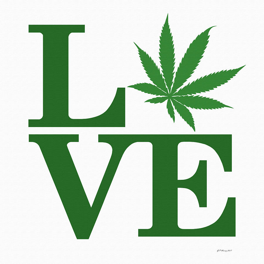 Marijuana Leaf Love Sign #35 Digital Art by Gregory Murray