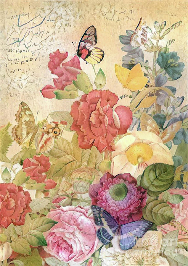 Shabby Chic Botanical Flowers #35 Digital Art by Amy Cicconi