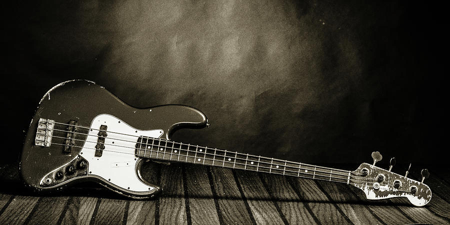 350.1834 Fender Red Jazz Bass Guitar in BW #3501834 Photograph by M K Miller