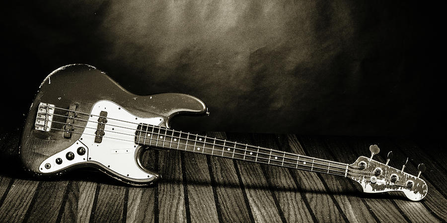 352.1834 Fender Red Jazz Bass Guitar in BW #3521834 Photograph by M K Miller