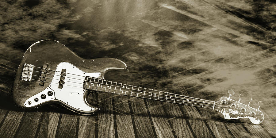 354.1834 Fender Red Jazz Bass Guitar in BW #3541834 Photograph by M K Miller