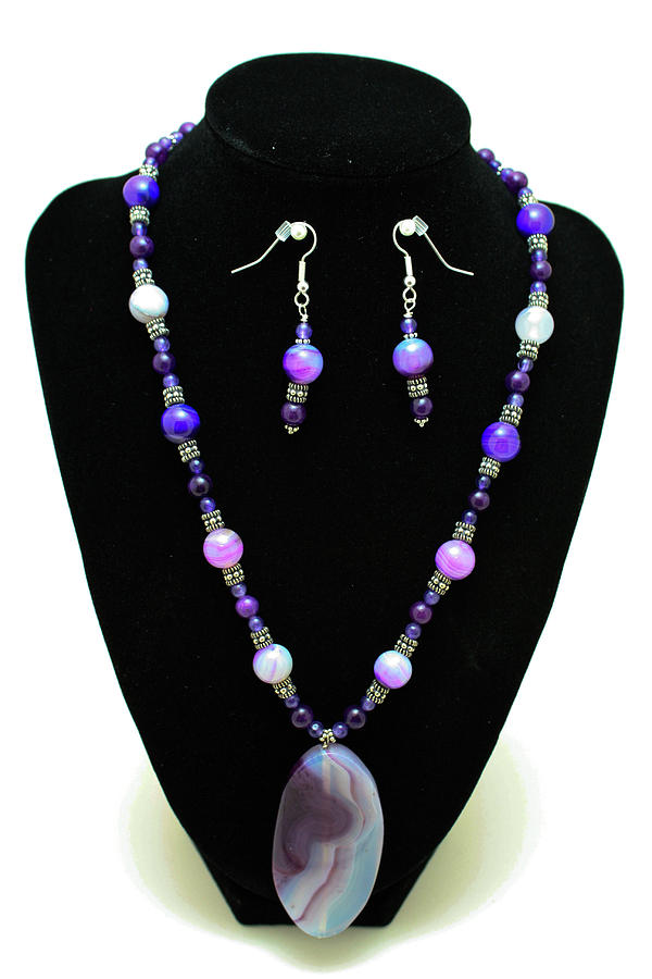 Jewelry Jewelry - 3547 Purple Veined Agate Set by Teresa Mucha